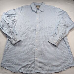 Duluth Trading Button Up Shirt Mens XL Tall Blue Check Long‎ Sleeve Dress